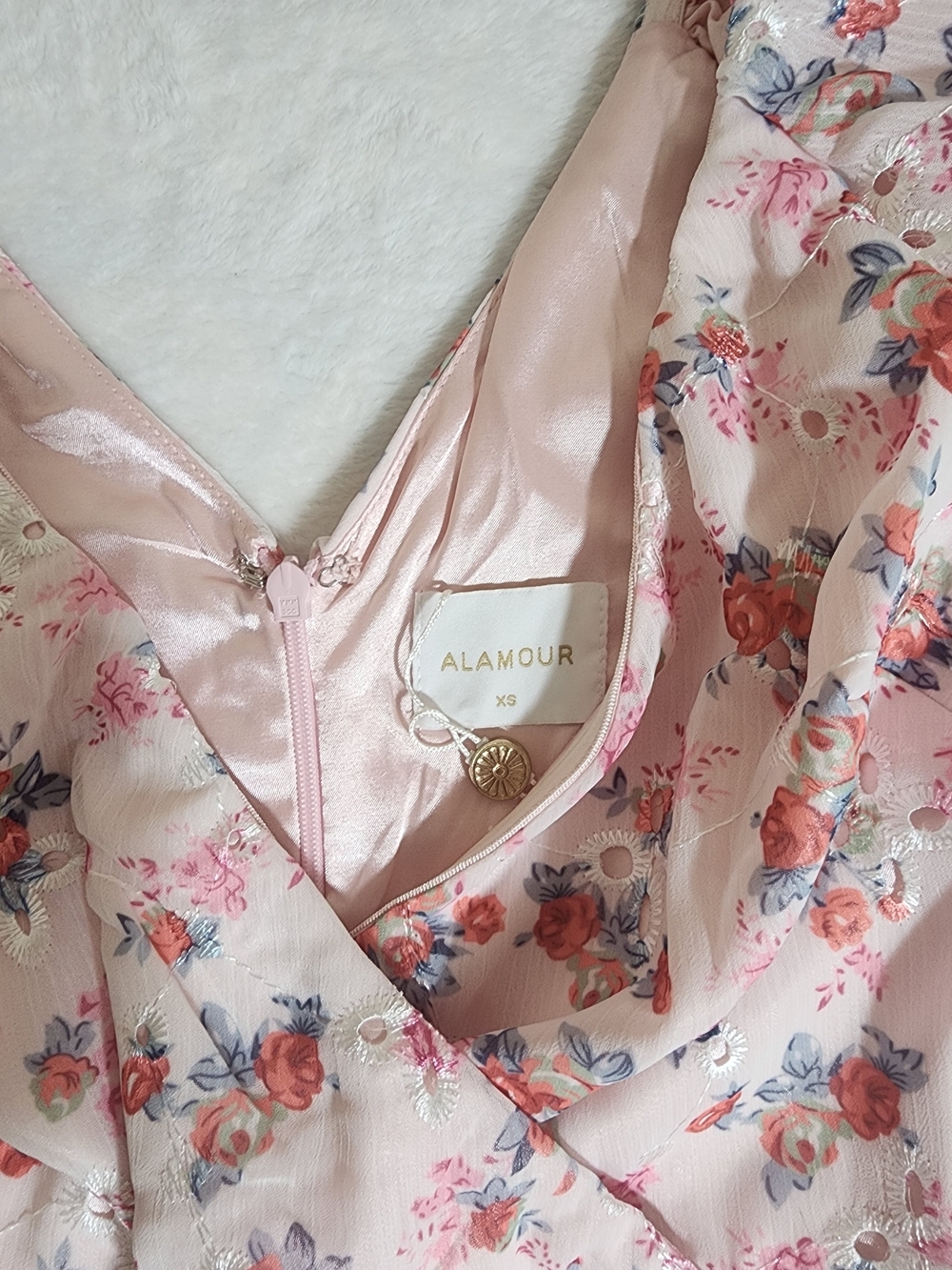 Alamour The Label Jaida Floral Maxi Dress Pink XS NWT Puff Sleeve Cottagecore - Picture 7 of 16